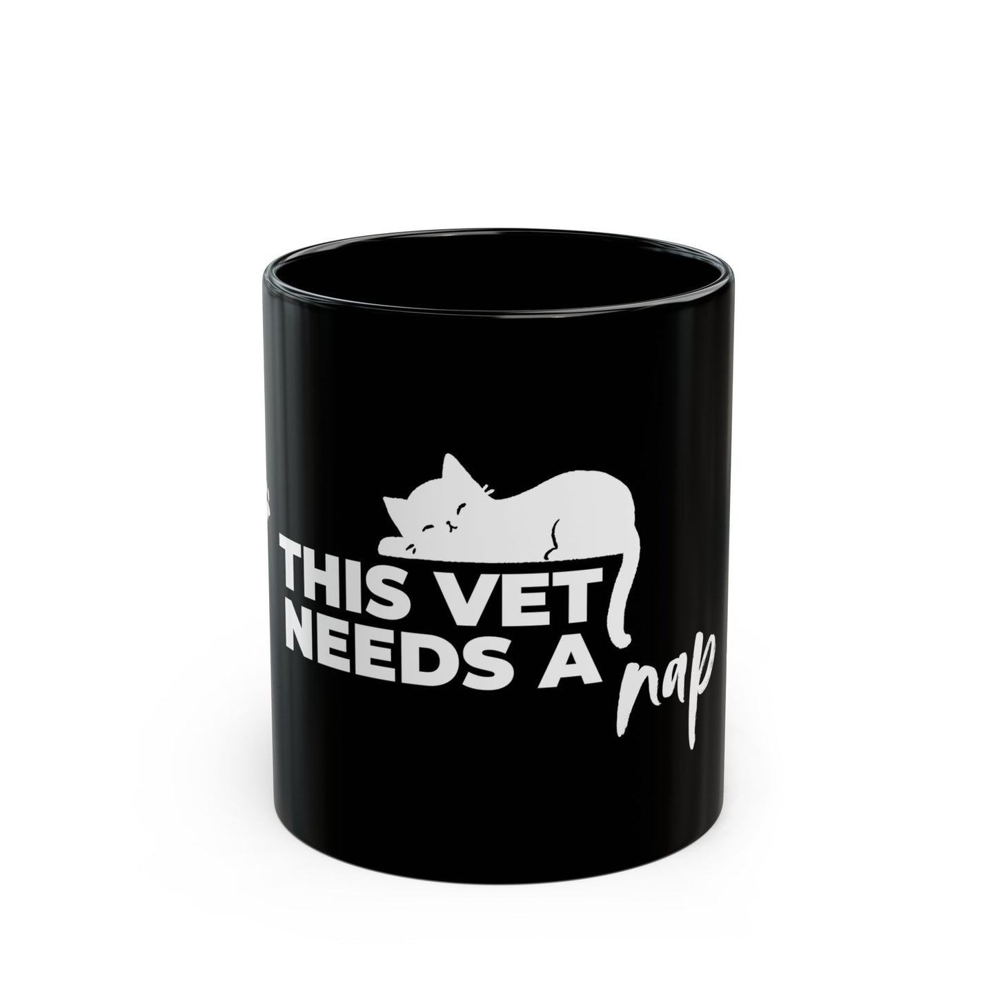 Sleepy Cat Vet Mug  | Black  [This Vet Needs A Nap]