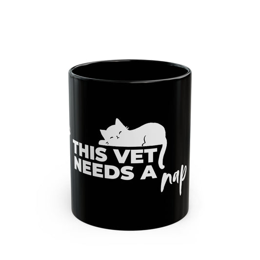 Sleepy Cat Vet Mug  | Black  [This Vet Needs A Nap]