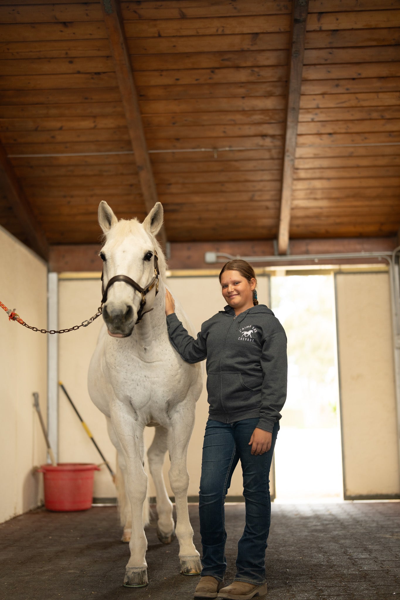 I Love Horses (In French) Unisex heavy blend zip hoodie (Dark Colors)  | j'adore les chevaux