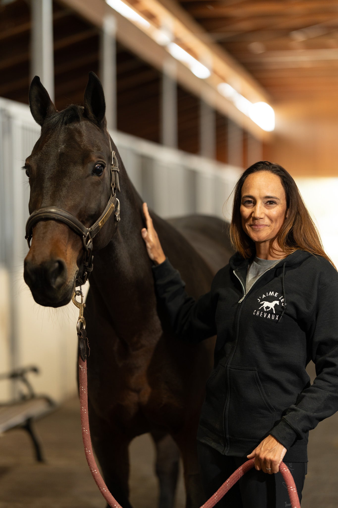 I Love Horses (In French) Unisex heavy blend zip hoodie (Dark Colors)  | j'adore les chevaux