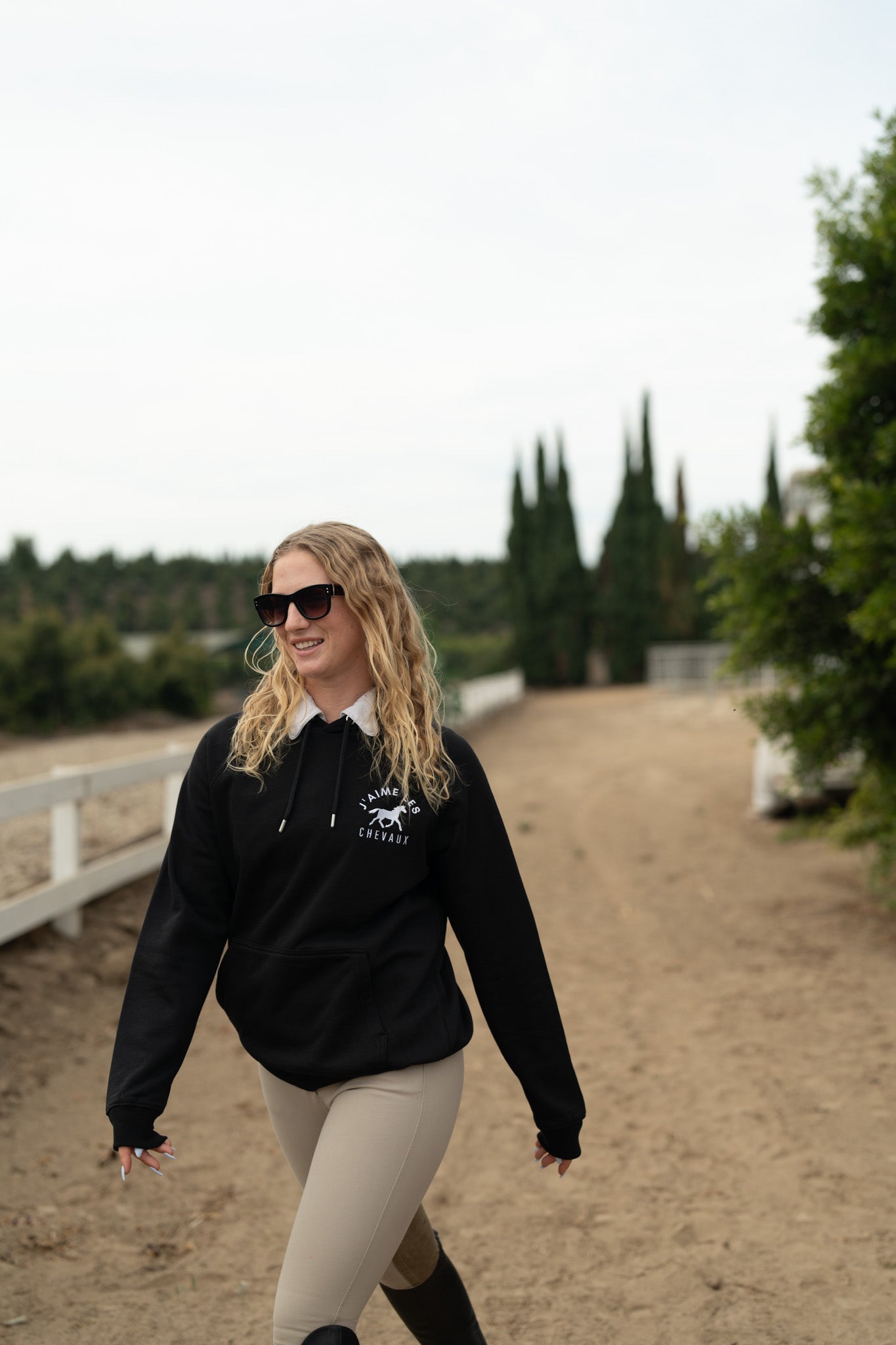 I Love Horses (In French) Hoodie Sweatshirt (Dark Colors)  | j'adore les chevaux